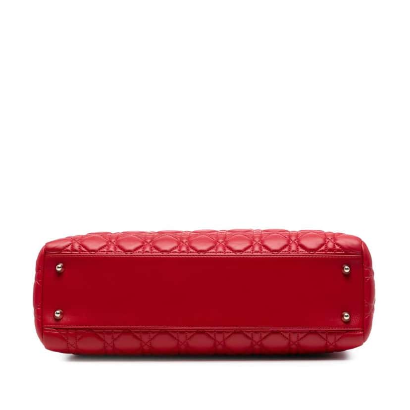 Dior Large Lambskin Cannage Soft Zipped Lady Dior Shopping Tote Red Leather Good condition - Inside View