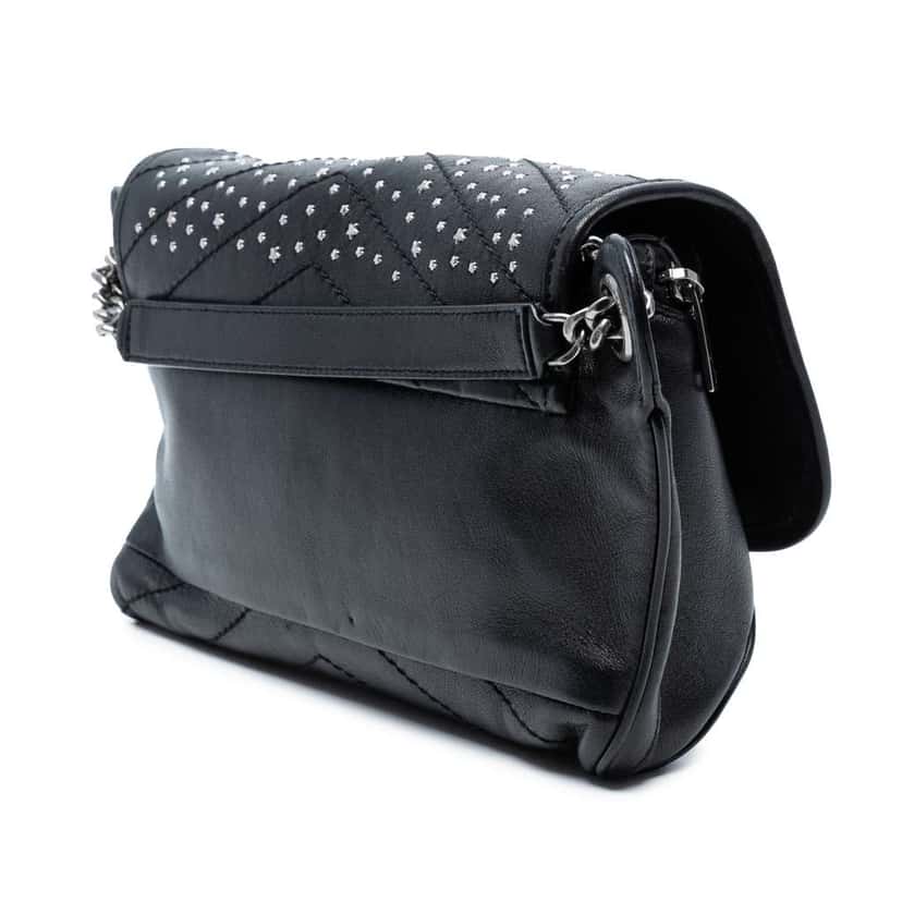 Saint Laurent Studded Calfskin Stardust Monogram Niki Body Bag Black Leather Good condition - Back View