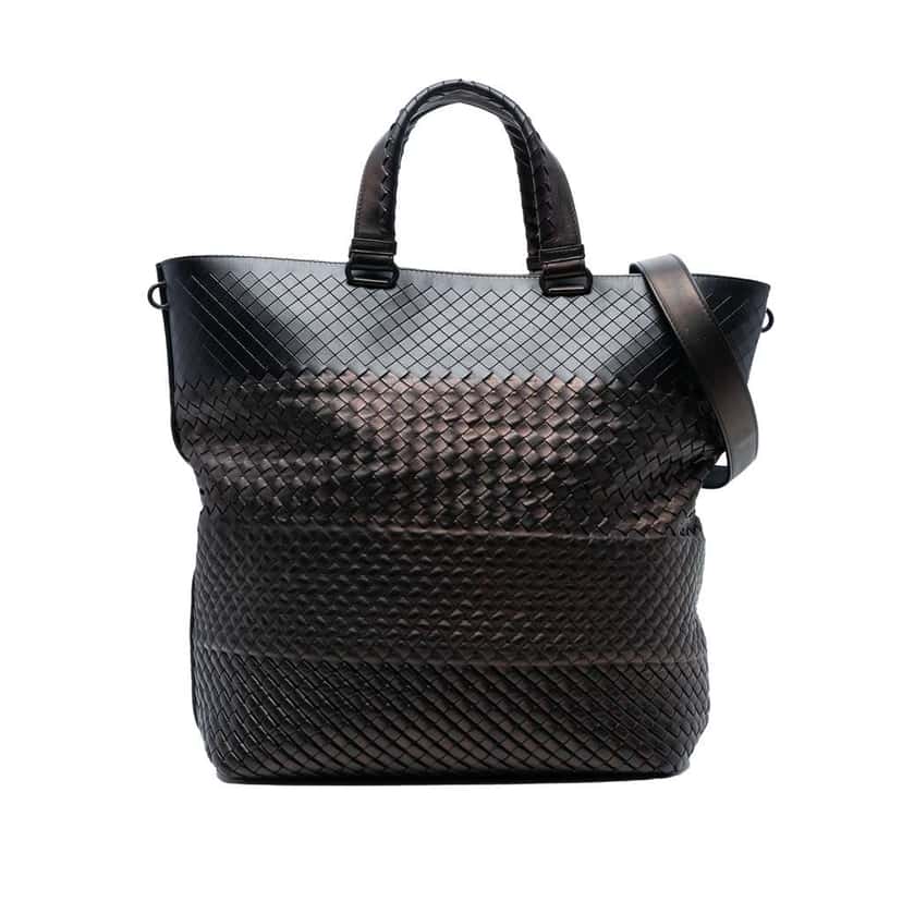 Bottega Veneta Nappa Intrecciato Imperatore Convertible Tote Brown Leather Good condition - Front View