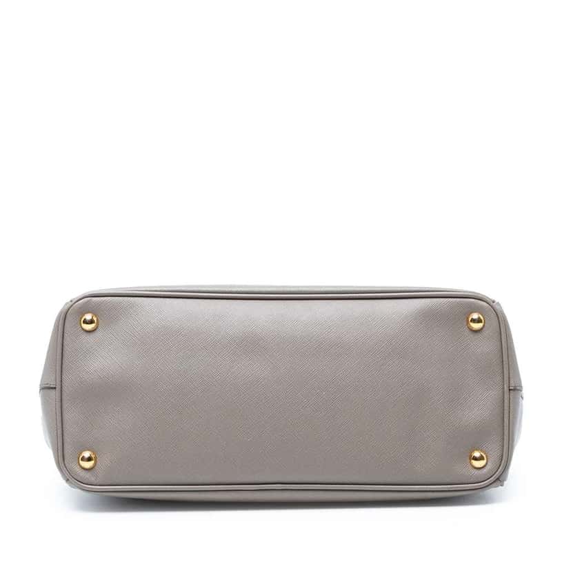 Prada Medium Saffiano Lux Galleria Double Zip Satchel Grey Leather Good condition - Inside View