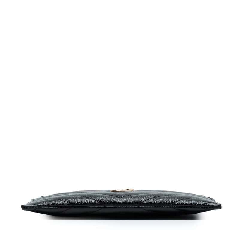 Saint Laurent Grain De Poudre Chevron Monogram Bill Pouch Black Leather Good condition - Inside View