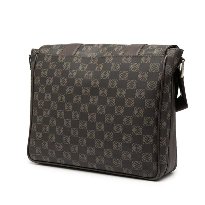 Loewe Anagram Coated Canvas Flap Crossbody Brown Very good condition - Back View