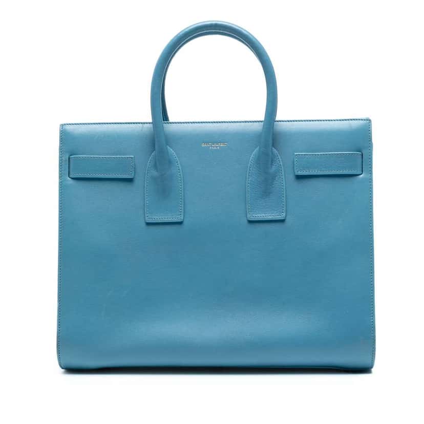 Saint Laurent Small Leather Sac De Jour Satchel Blue Leather Good condition - Front View