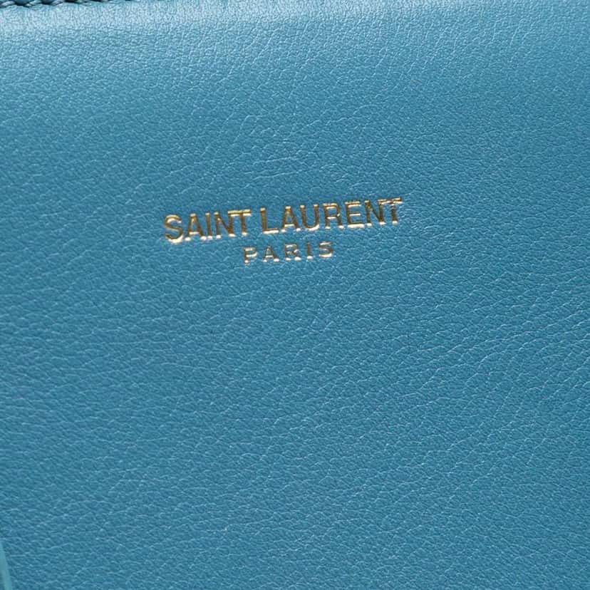 Saint Laurent Small Leather Sac De Jour Satchel Blue Leather Good condition - Box View