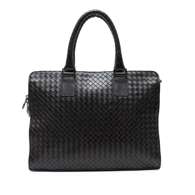 Bottega Veneta Nappa Intrecciato Business Bag Black Leather Good condition - Front View