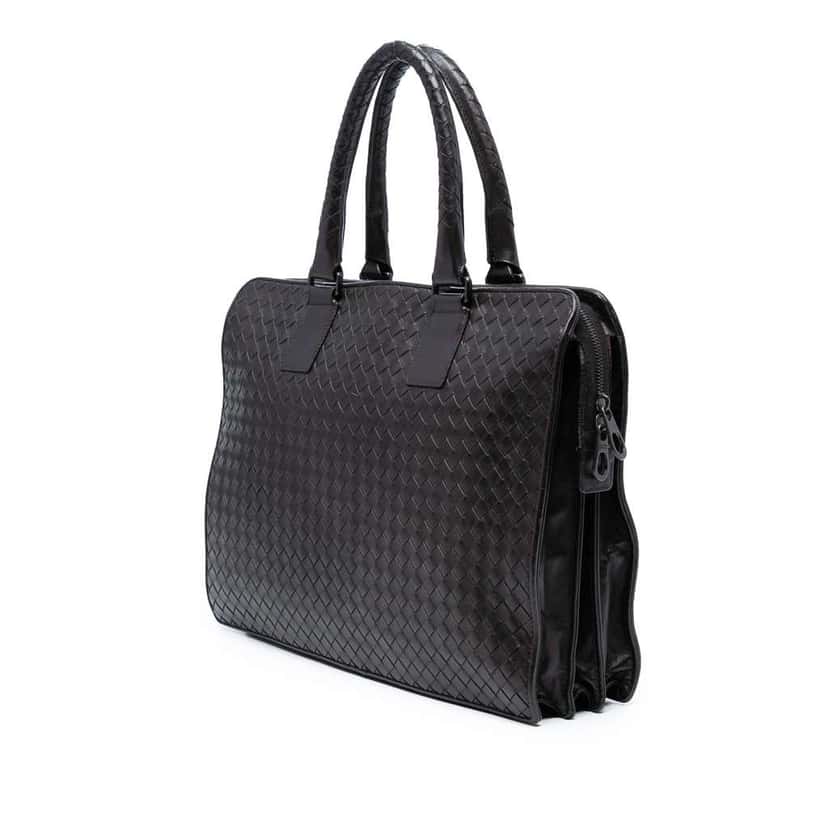 Bottega Veneta Nappa Intrecciato Business Bag Black Leather Good condition - Back View