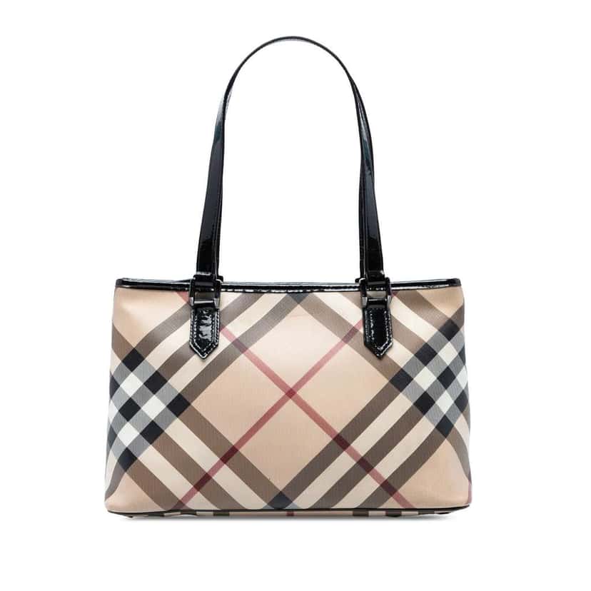 Burberry Supernova Check Coated Canvas Tote Brown Canvas Good condition - Front View