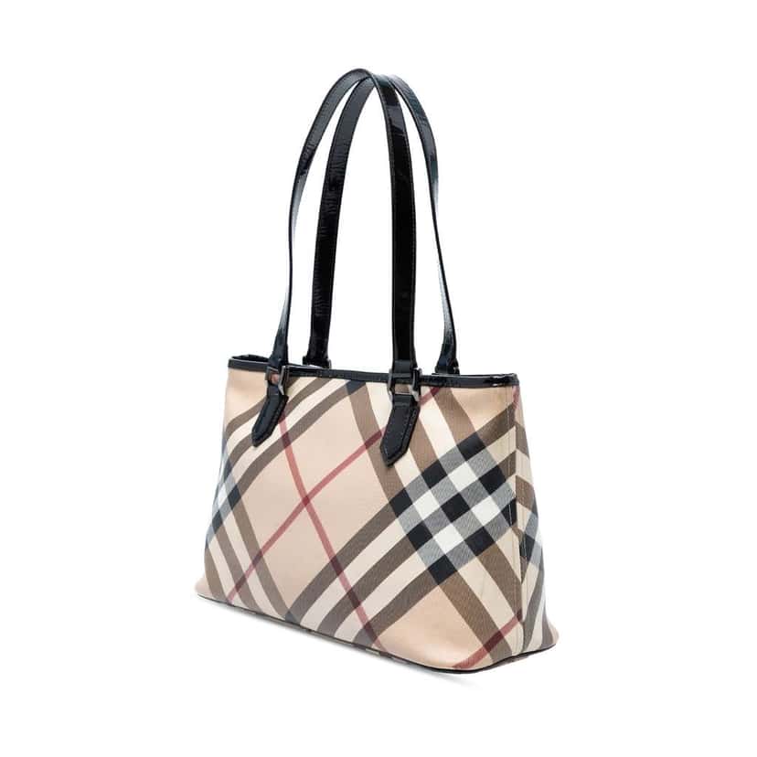 Burberry Supernova Check Coated Canvas Tote Brown Canvas Good condition - Back View