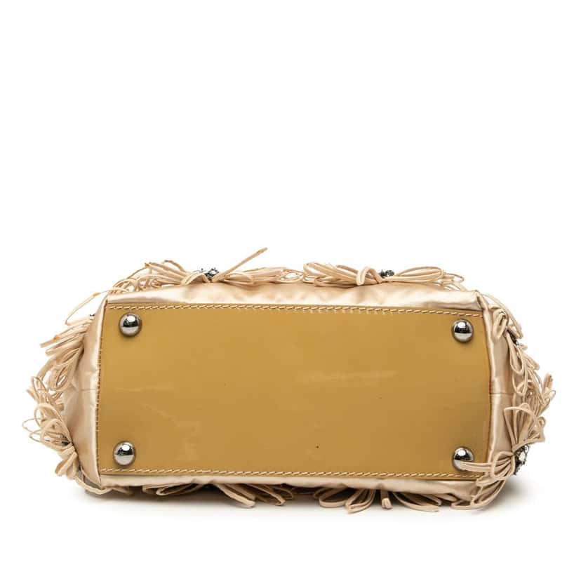Valentino Floral Embellished Satin Satchel Brown Satin Good condition - Inside View