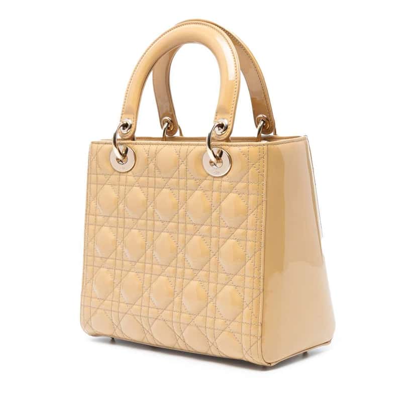 Dior Medium Patent Cannage Lady Dior Brown Leather Good condition - Back View