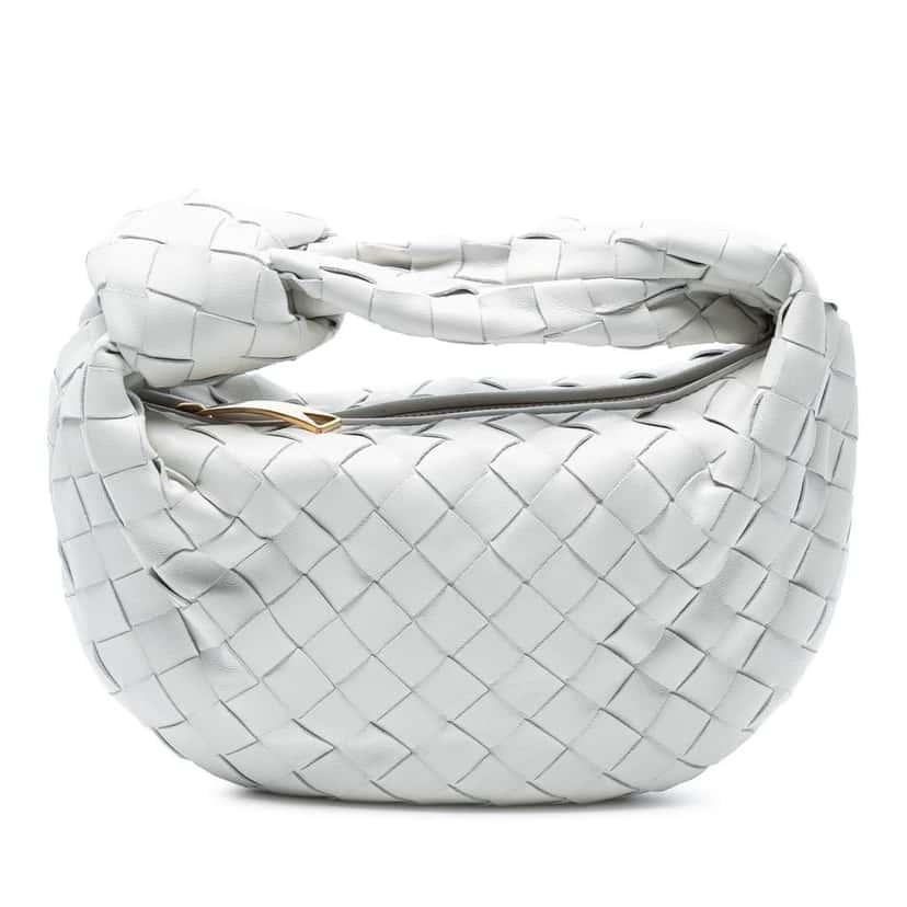Bottega Veneta Mini Nappa Intrecciato Jodie White Leather Good condition - Front View