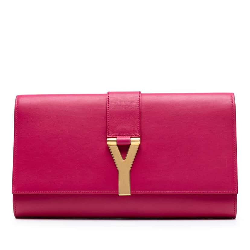 Saint Laurent Leather Chyc Ligne Clutch Pink Leather Good condition - Front View