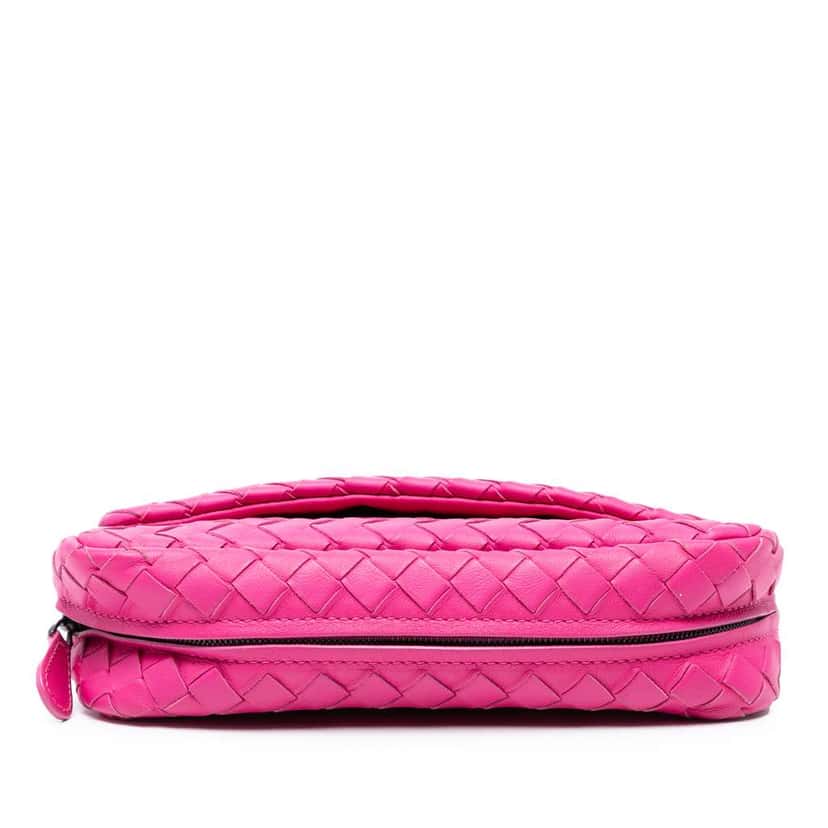 Bottega Veneta Mini Nappa Intrecciato Expandable Chain Flap Crossbody Pink Leather Very good condition - Inside View