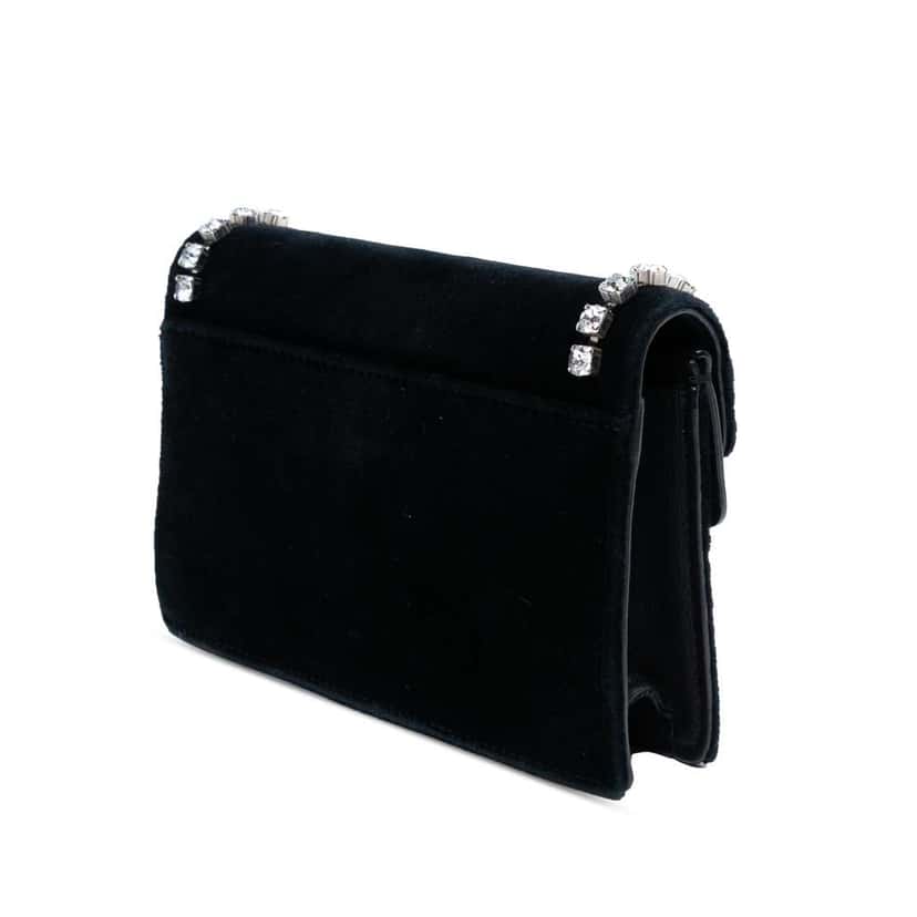 Gucci Mini Crystal Embellished Velvet Dionysus Crossbody Black Velvet Good condition - Back View