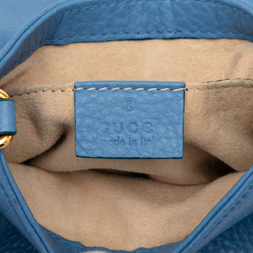 Gucci Small Leather 1973 Chain Crossbody Blue Leather Good condition - Box View