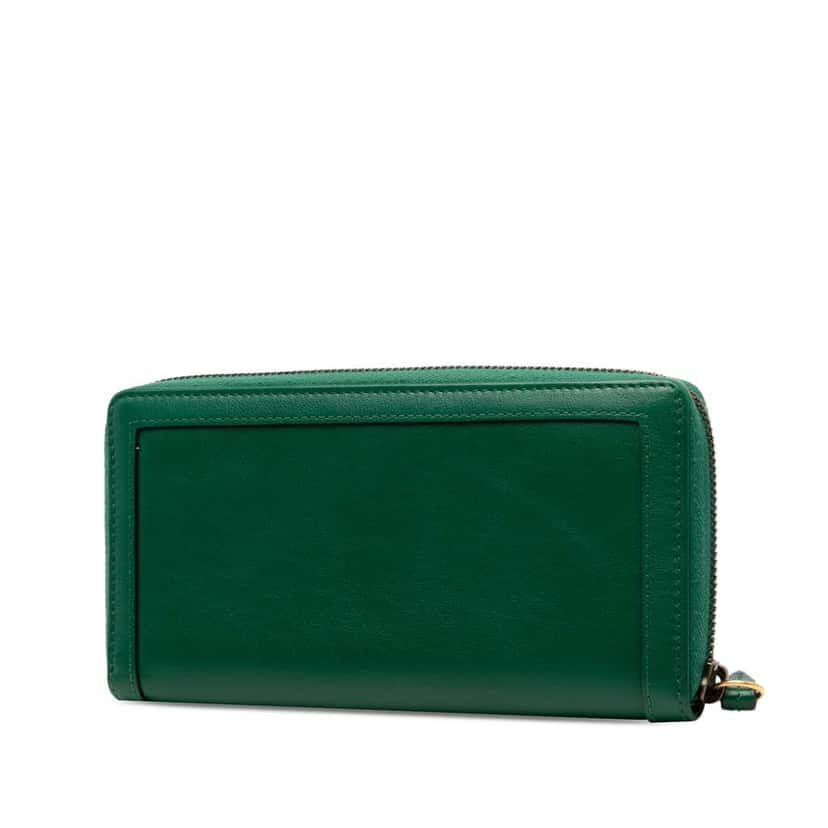Gucci Leather Bamboo Diana Zip Around Wallet Green Leather Good condition - Back View