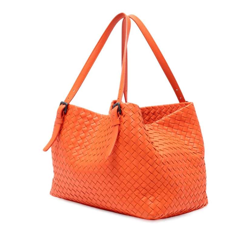 Bottega Veneta Medium Nappa Intrecciato Cesta Tote Orange Leather Good condition - Back View