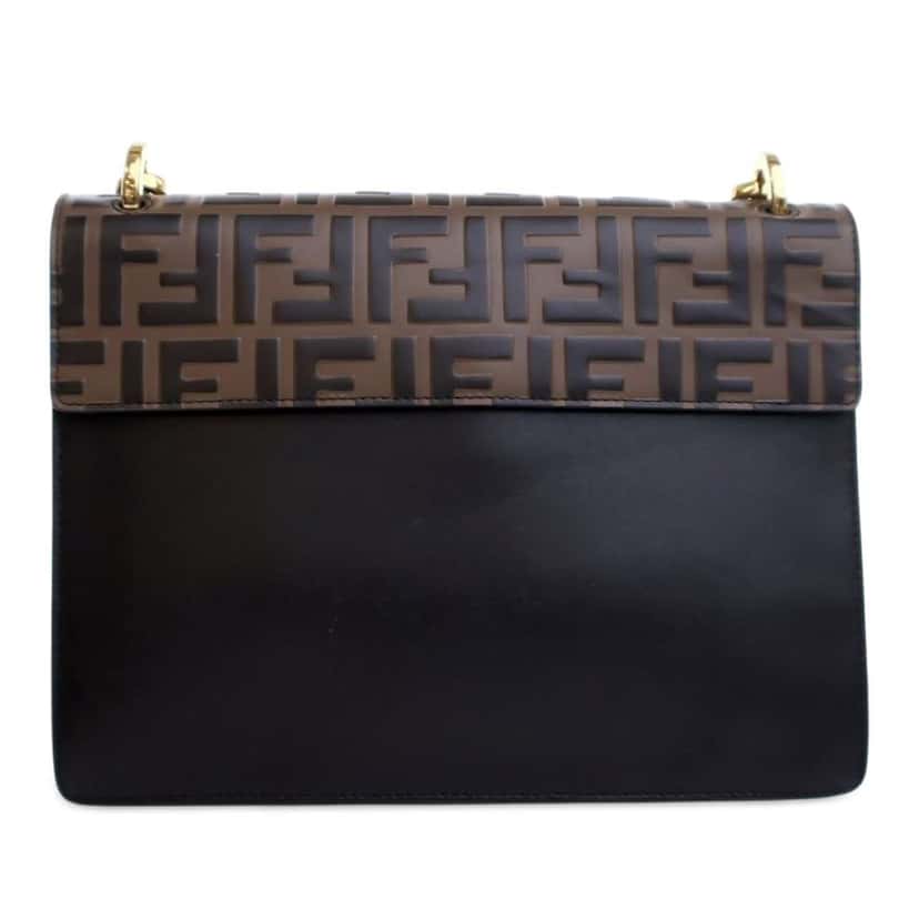 Fendi Medium FF 1974 Embossed Leather Kan U Top Handle Bag Brown Leather Good condition - Inside View
