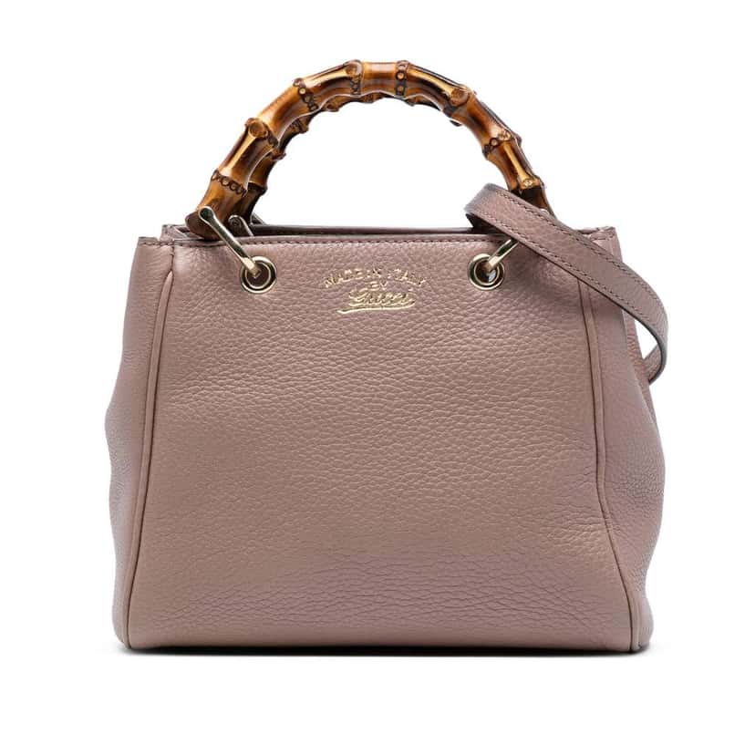 Gucci Mini Calfskin Bamboo Shopper Satchel Pink Leather Good condition - Front View