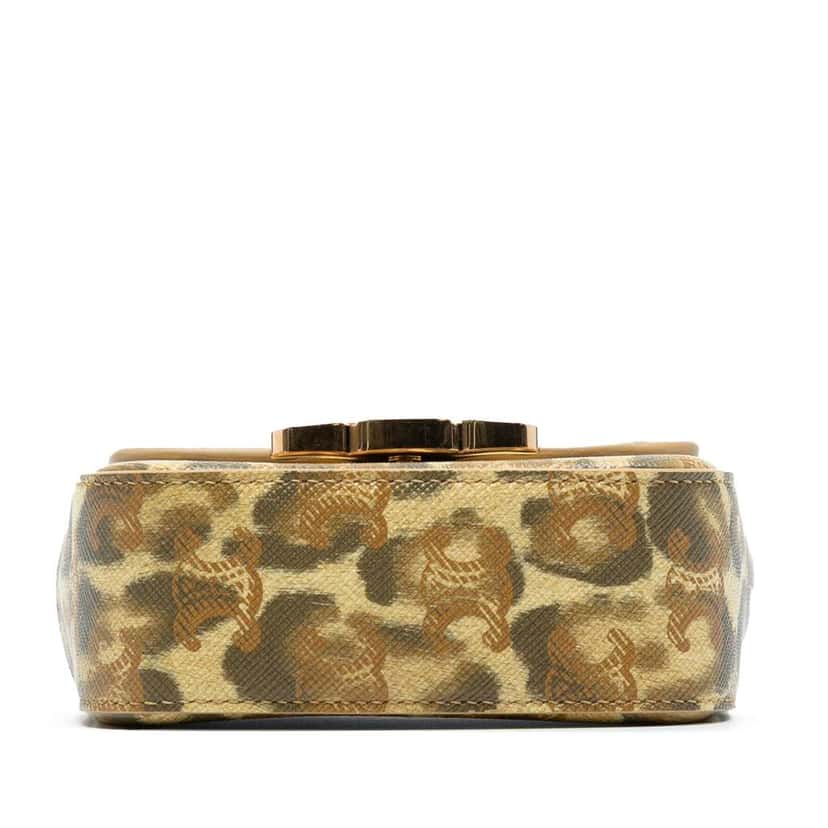 Celine Mini Calfskin Leopard Print Claude Crossbody Brown Leather Very good condition - Inside View