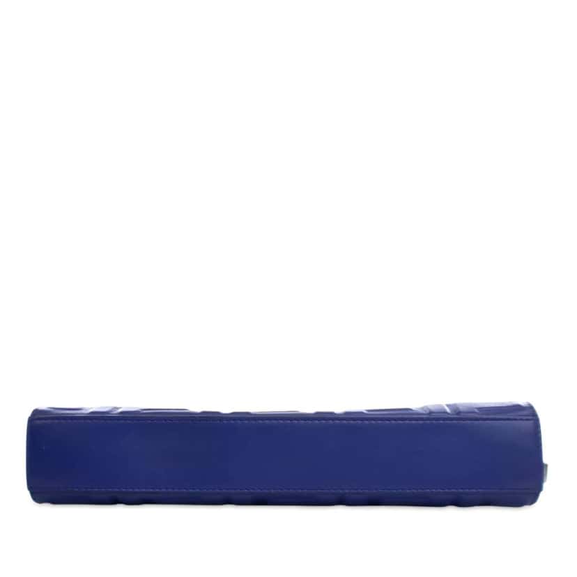 Fendi FF 1974 Embossed Leather Clutch Blue Leather Good condition - Model View