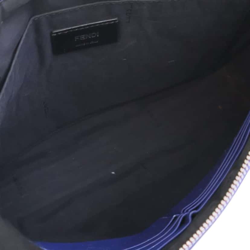Fendi FF 1974 Embossed Leather Clutch Blue Leather Good condition - Box View