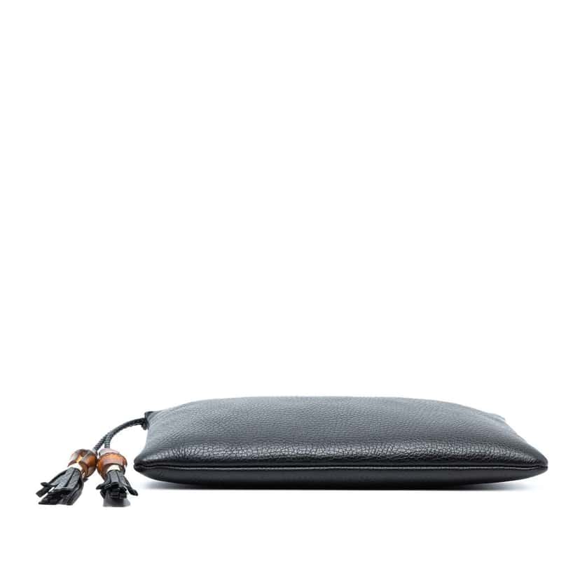 Gucci Calfskin Bamboo Clutch Black Leather Good condition - Inside View