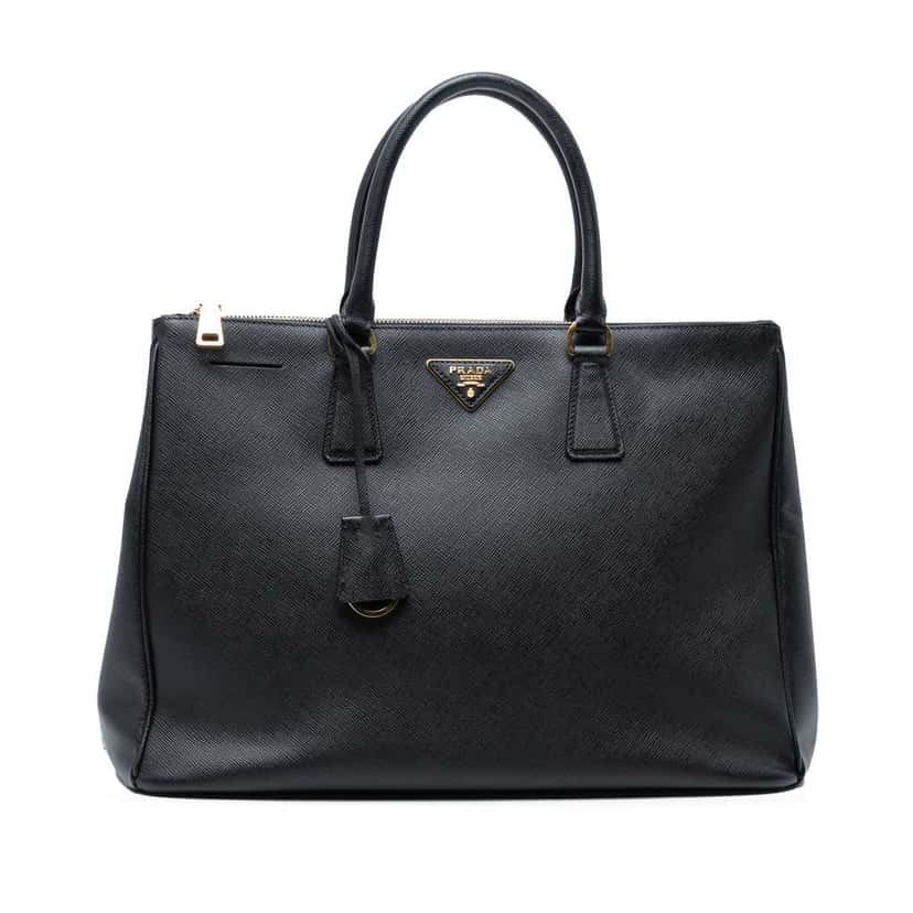 Prada Large Saffiano Lux Galleria Double Zip Satchel Black Leather Good condition - Front View