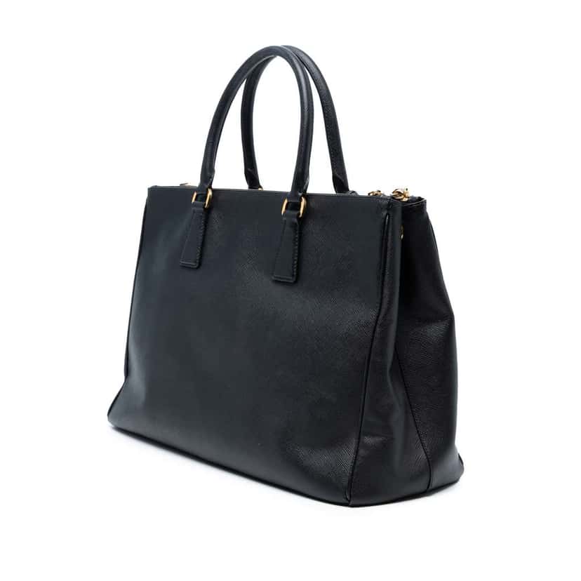 Prada Large Saffiano Lux Galleria Double Zip Satchel Black Leather Good condition - Back View