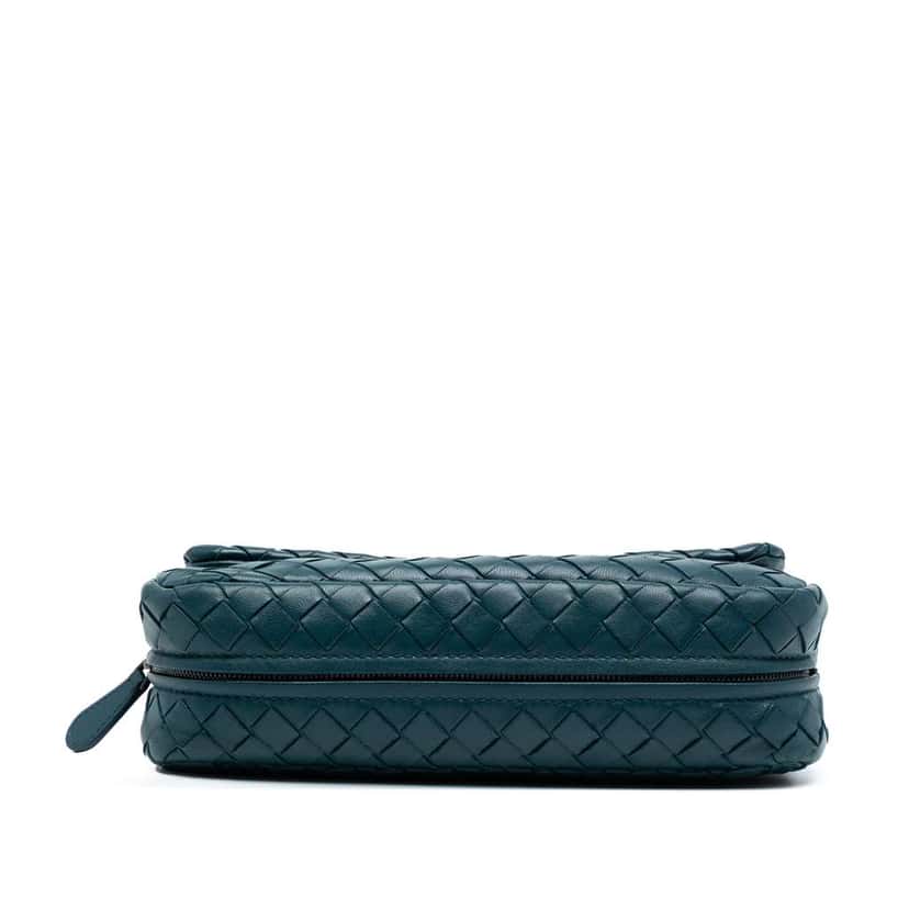 Bottega Veneta Mini Nappa Intrecciato Expandable Chain Crossbody Blue Leather Good condition - Inside View