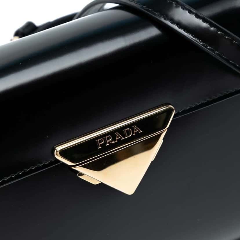 Prada Medium Brushed Leather Satchel Black Leather Good condition - Box View