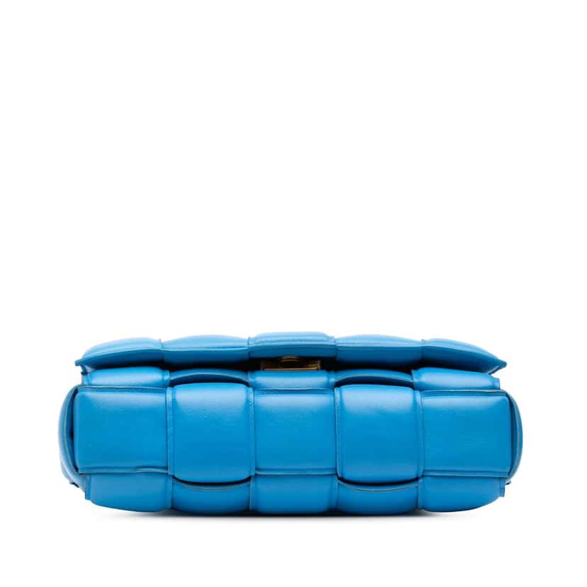 Bottega Veneta Nappa Intrecciato Padded Chain Cassette Satchel Blue Leather Good condition - Inside View