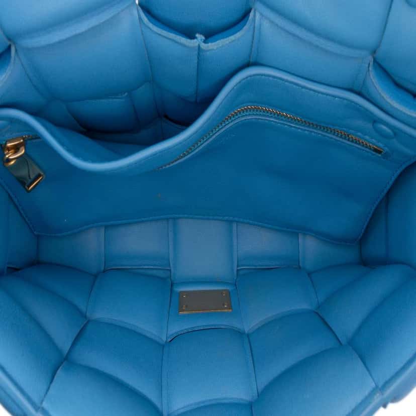 Bottega Veneta Nappa Intrecciato Padded Chain Cassette Satchel Blue Leather Good condition - Model View