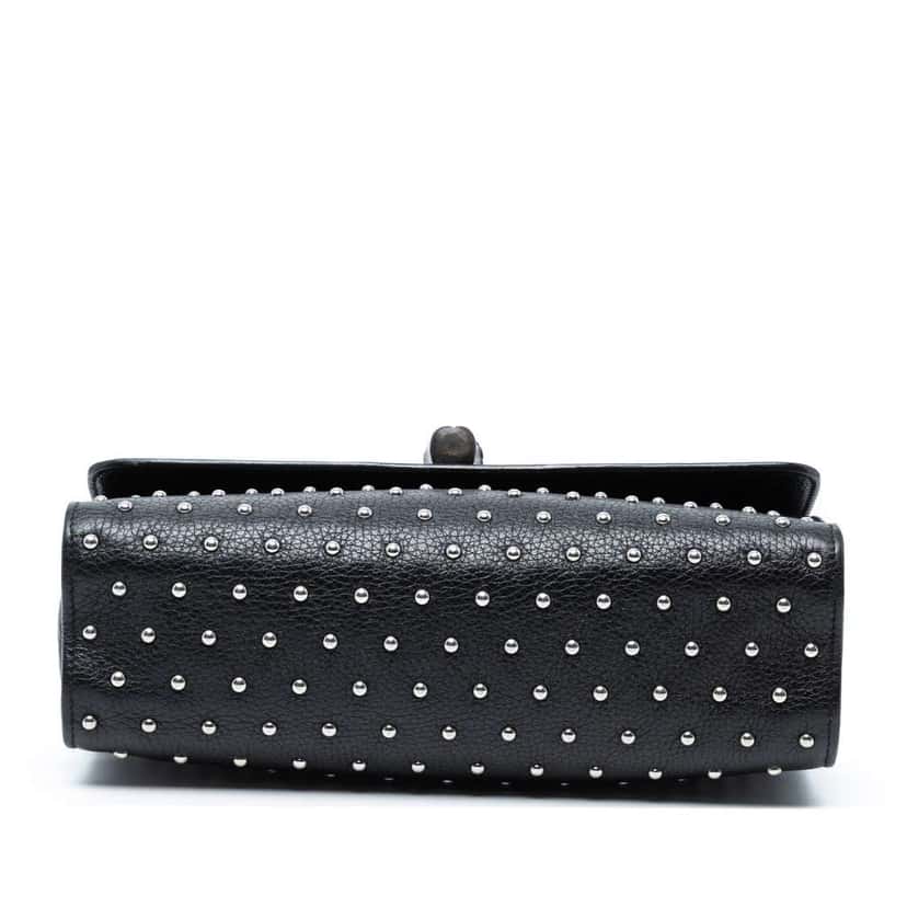 Gucci Medium Studded Leather Miss Bamboo Crossbody Black Leather Good condition - Inside View