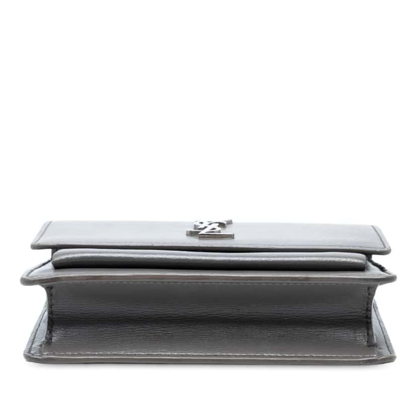Saint Laurent Small Leather Monogram Sunset Crossbody Grey Leather Good condition - Inside View