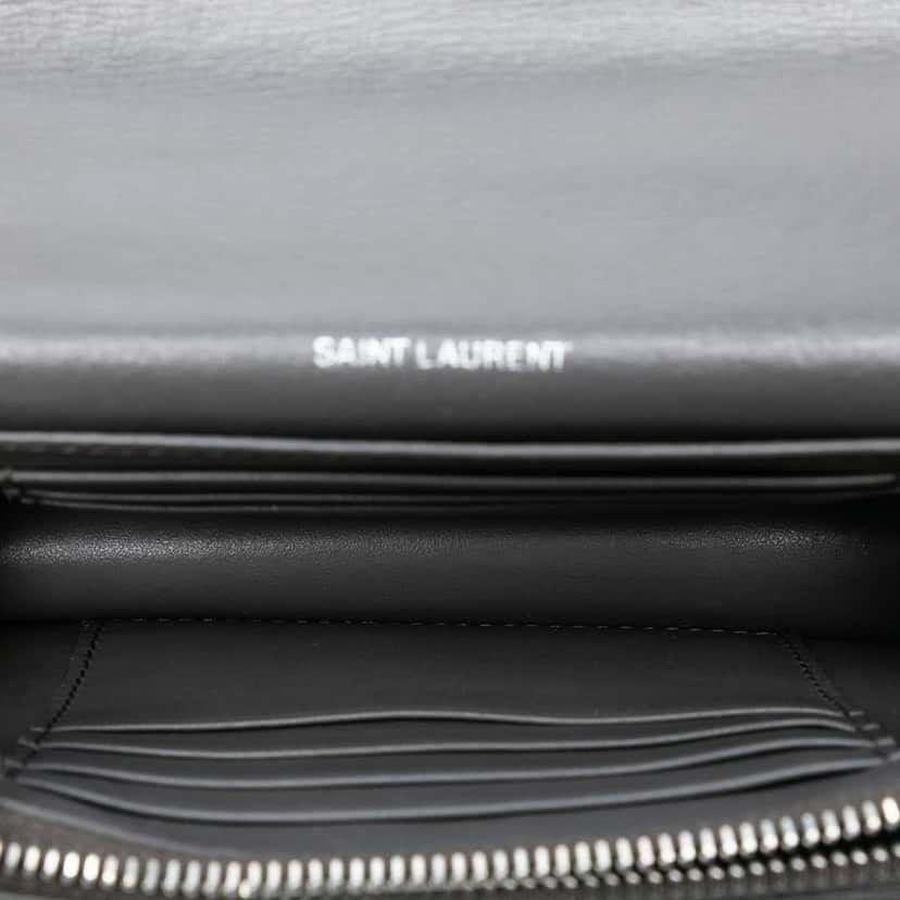 Saint Laurent Small Leather Monogram Sunset Crossbody Grey Leather Good condition - Model View