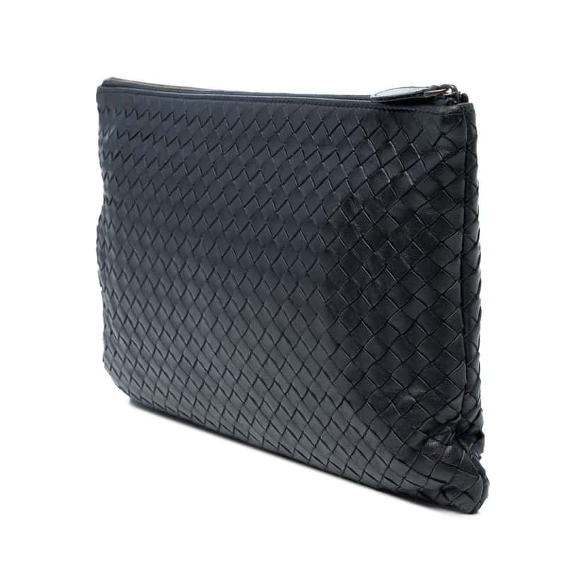 Bottega Veneta Nappa Intrecciato Clutch Black Leather Good condition - Back View