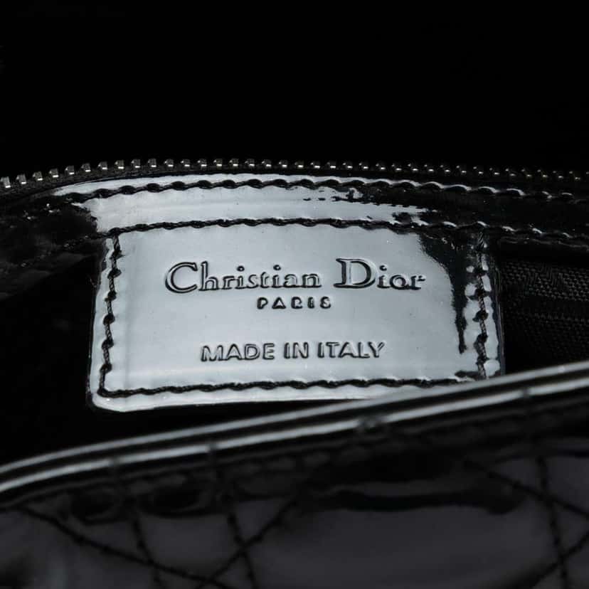 Dior Large Patent Cannage Lady Dior Black Leather Good condition - Box View