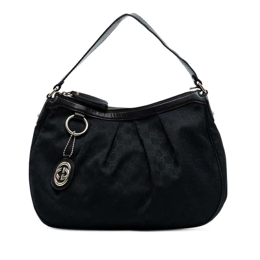 Gucci GG Canvas Sukey Shoulder Bag Black Canvas Good condition - Front View