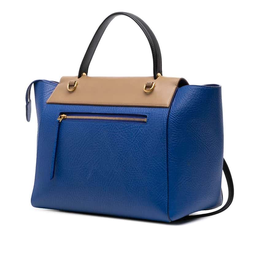 Celine Mini Tricolor Grained Calfskin Belt Bag Blue Leather Good condition - Back View