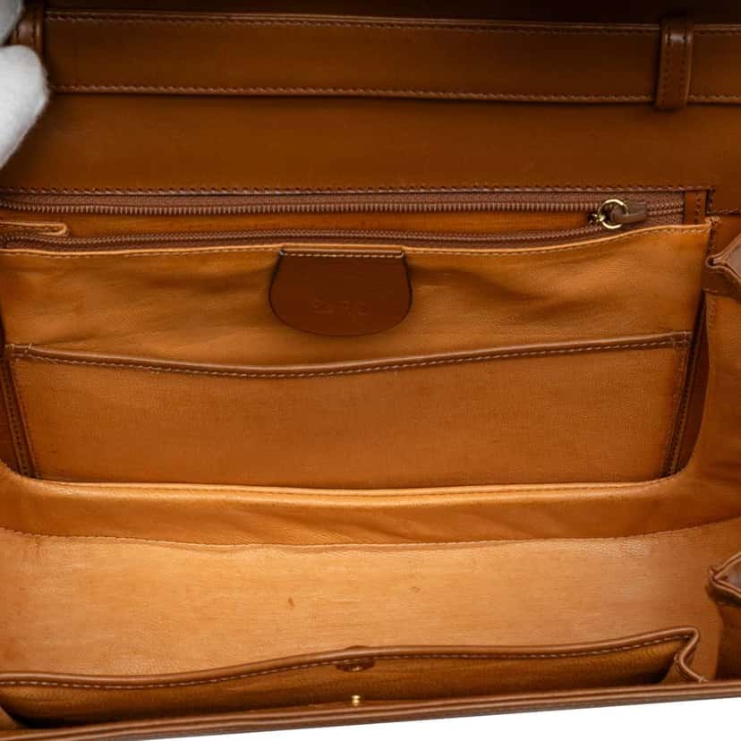 Gucci Small Grained Calfskin Bamboo Top Handle Bag Brown Leather Good condition - Model View