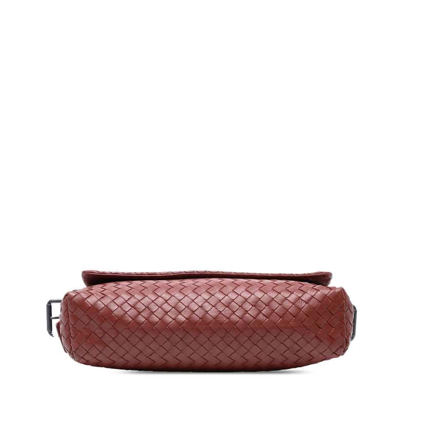 Bottega Veneta Nappa Intrecciato Flap Crossbody Red Leather Good condition - Inside View