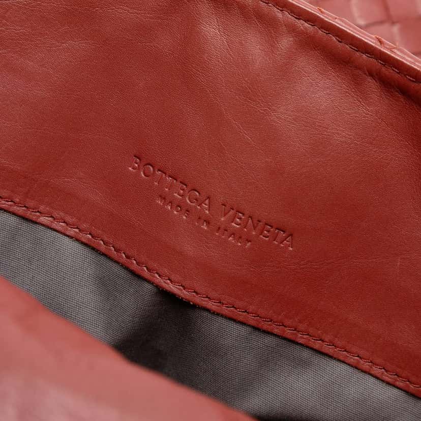 Bottega Veneta Nappa Intrecciato Flap Crossbody Red Leather Good condition - Box View