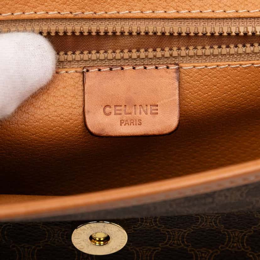 Celine Macadam Coated Canvas Crossbody Brown Canvas Good condition - Box View
