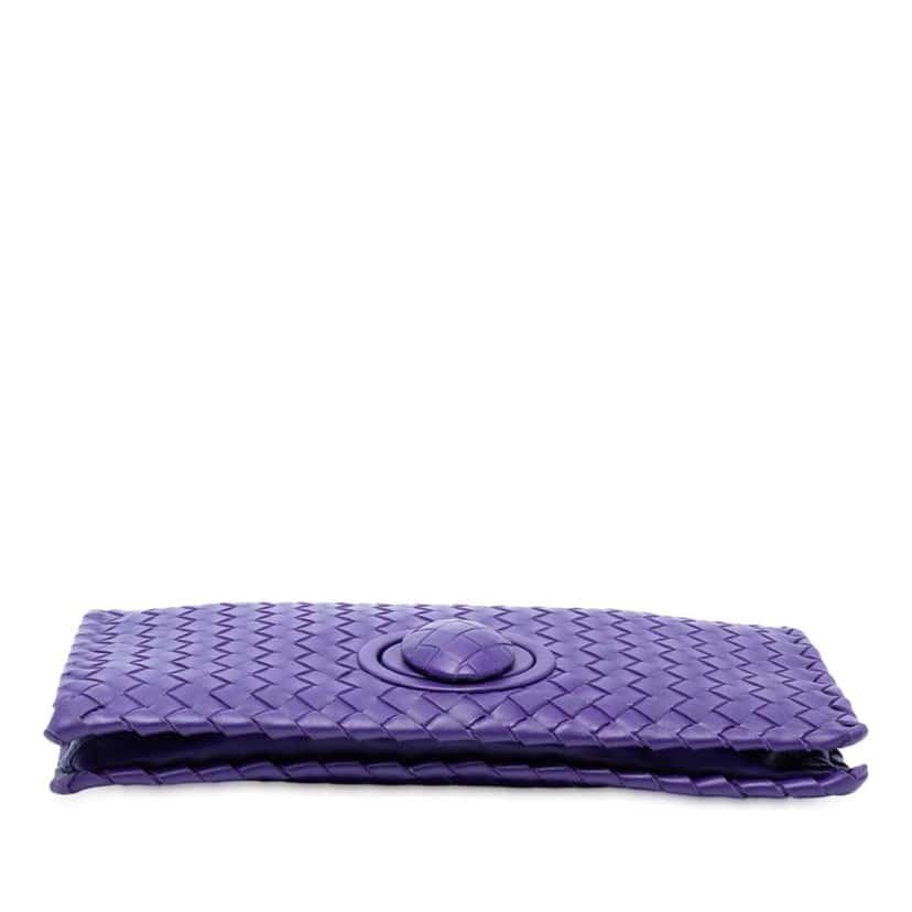Bottega Veneta Nappa Intrecciato Turn Lock Clutch Purple Leather Good condition - Inside View
