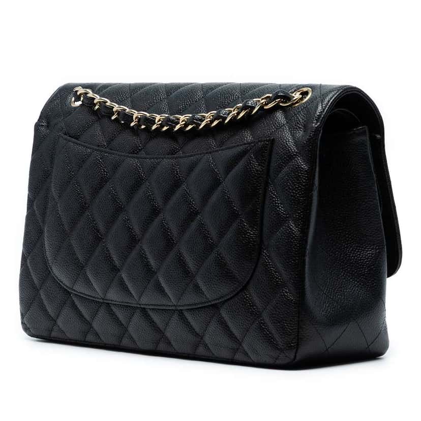 Chanel Jumbo Classic Caviar Double Flap Black Leather Good condition - Back View
