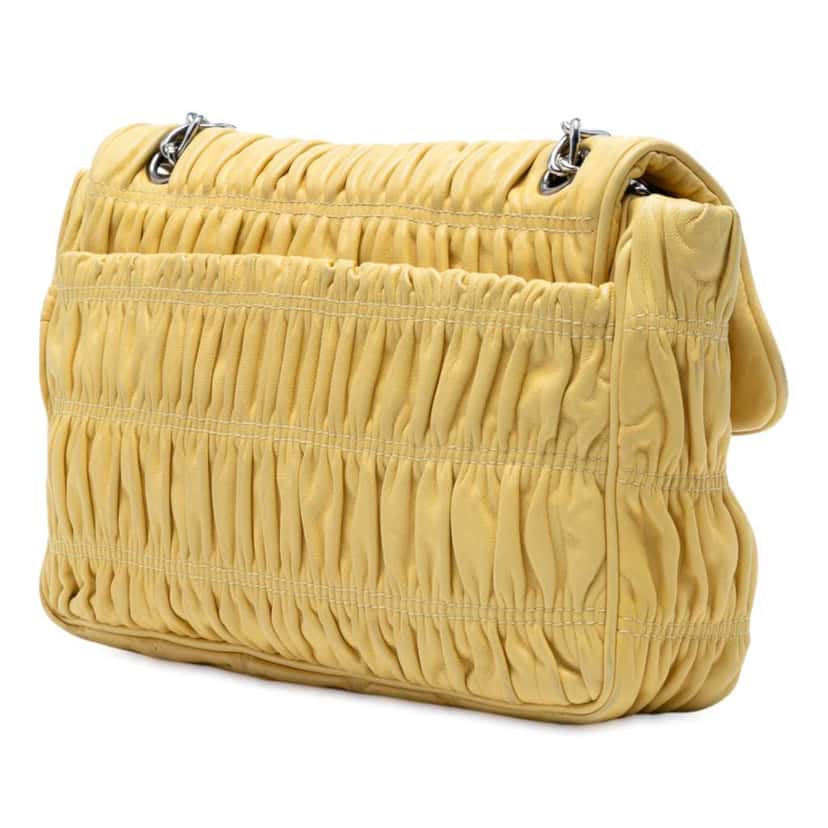 Prada Medium Nappa Gaufre Sound Chain Flap Yellow Leather Good condition - Back View