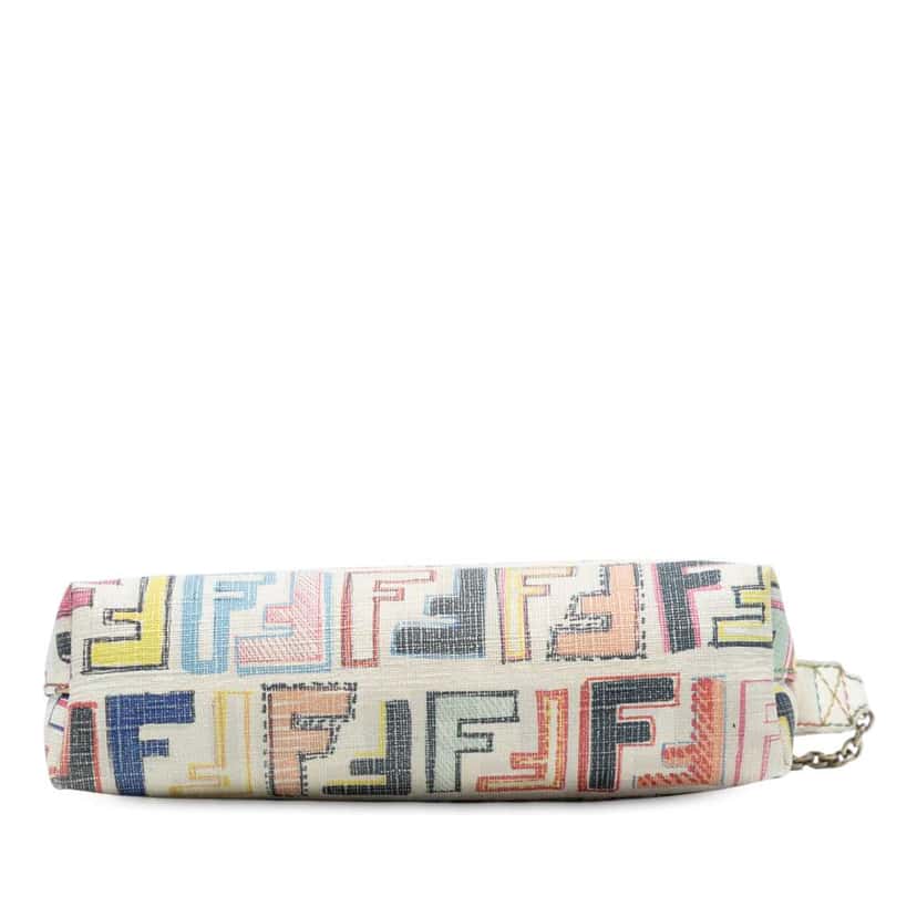Fendi Multicolor Zucca Spalmati Chain Pochette White Canvas Good condition - Inside View