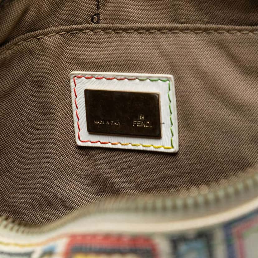 Fendi Multicolor Zucca Spalmati Chain Pochette White Canvas Good condition - Box View