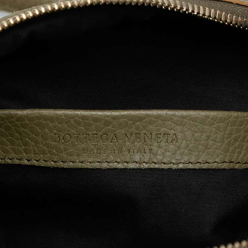 Bottega Veneta Leather Trimmed Satin Intrecciato Boston Bag Brown Satin Good condition - Box View